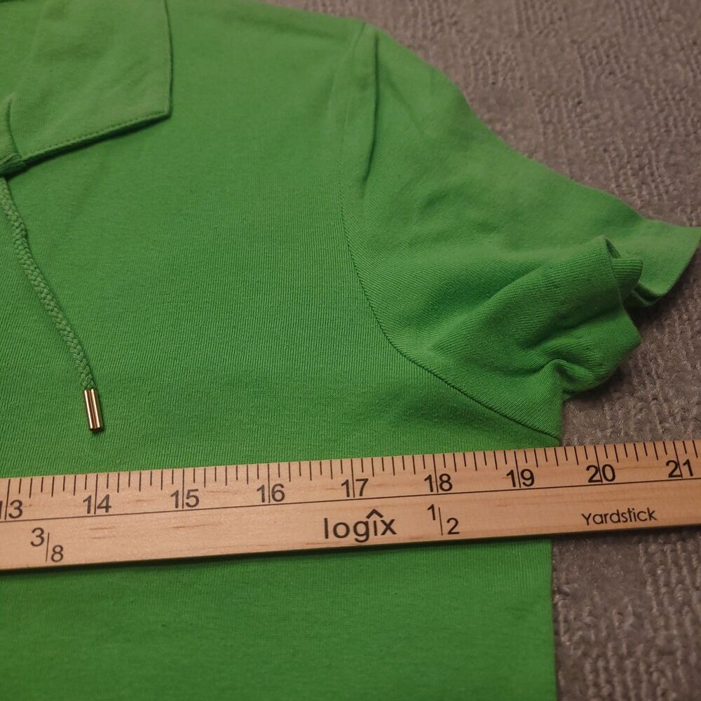 Lauren Ralph Lauren Womens M  Polo Shirt Green Lace Up Nautical Preppy - Picture 5 of 8